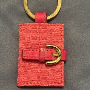 Coach mini signature picture frame keychain in pink